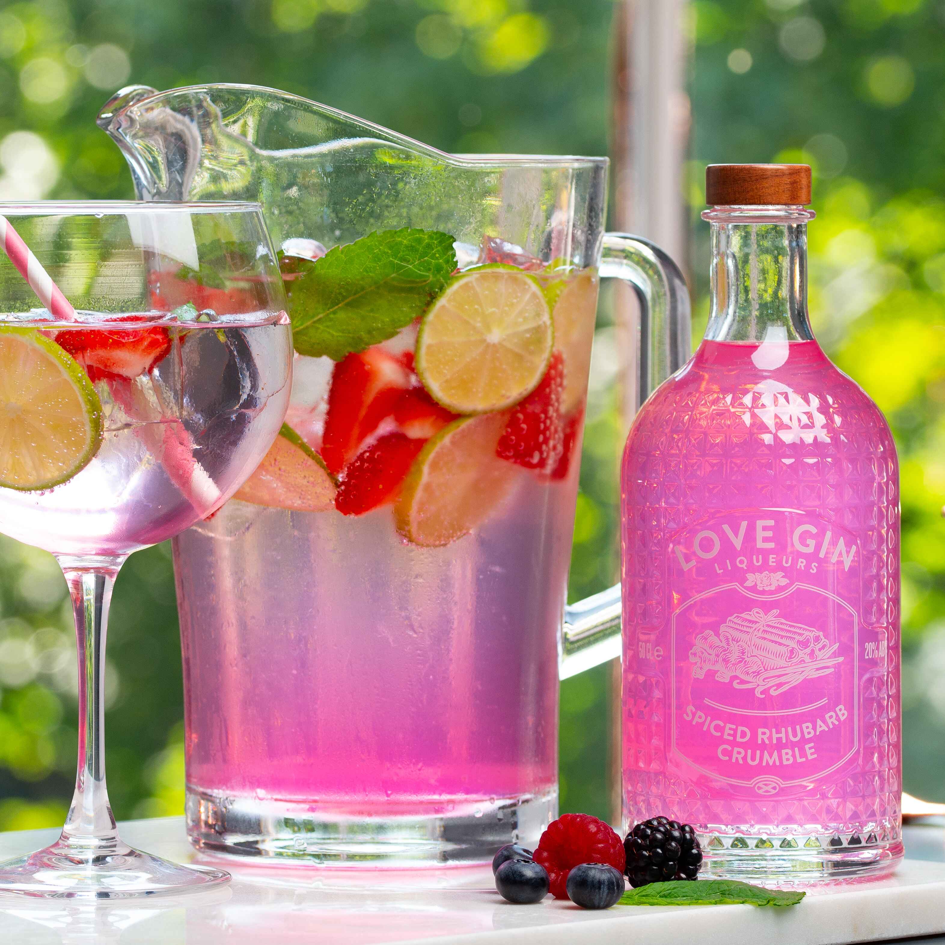 Rhubarb and Rose Fruit Punch Pitcher Cocktail